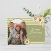Moderne Green Arch Zonnebloemen Happy Thanksgiving Feestdagenkaart (Staand voorkant)