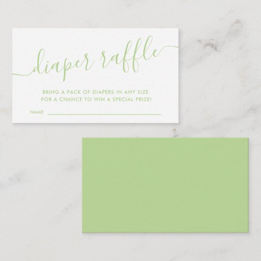 Moderne Green Baby Diaper Raffle-behuizing Informatiekaartje (Voorkant / Achterkant)
