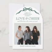 Moderne Green Bow Arch Corporate Vakantie Fotokaar Kaart (Voorkant)