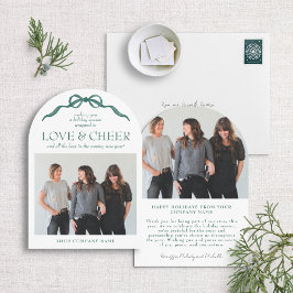 Moderne Green Bow Arch Corporate Vakantie Fotokaar Kaart