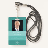 Moderne Green Business Foto ID Badge (Voorkant met draagriem)