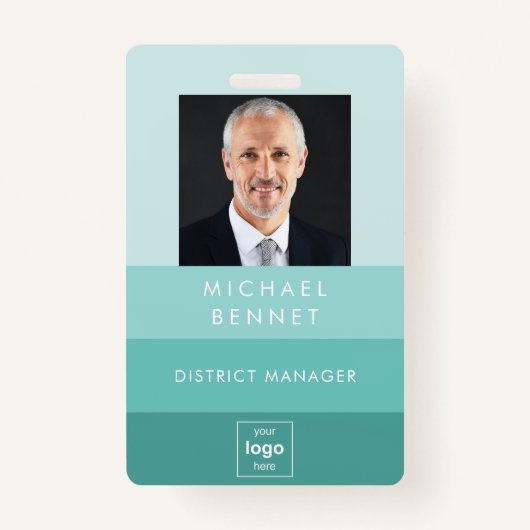 Moderne Green Company Foto ID Badge (Voorkant)