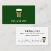 Moderne Green Custom Coffee House Loyalty Kaart (Voorkant / Achterkant)