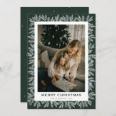 Moderne Green Forest Pine-fotokerst Feestdagenkaart (Voorkant / Achterkant)