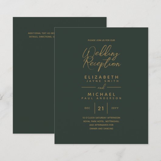 Moderne Green Gold Budget Weduwen Reception (Voorkant / Achterkant)