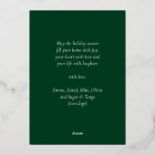 Moderne Green Gold Script Merry-kerstfoto Folie Feestdagenkaart (Achterkant)