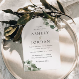 Moderne Green Leaf Arch Wedding Kaart