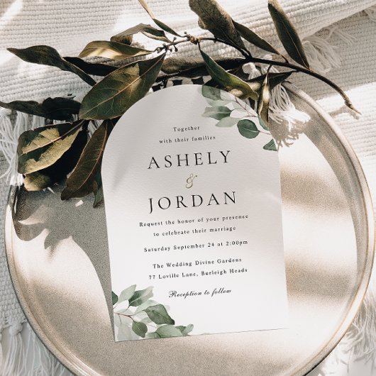 Moderne Green Leaf Arch Wedding Kaart