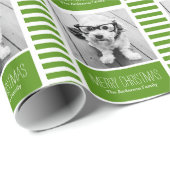 Moderne Green Merry One-foto Cadeaupapier (Rol Hoek)