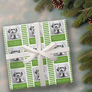 Moderne Green Merry One-foto Cadeaupapier