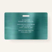 Moderne Green Metallic Company Foto ID Badge (Achterkant)