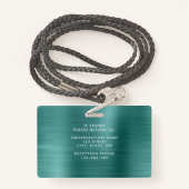 Moderne Green Metallic Company Foto ID Badge (Achterkant met draagriem)