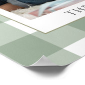 Moderne Green Plaid Familie Foto Vrolijk Kerstfees Poster (Hoek)