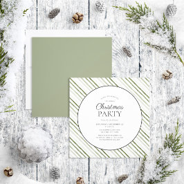 Moderne Green Stripe Script Circle Kerstparty Kaart