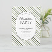 Moderne Green Stripe Script-kerstfeest Kaart (Staand voorkant)