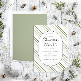 Moderne Green Stripe Script-kerstfeest Kaart