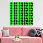 Moderne Green Stripes Weave Pattern Canvas Art (Insitu (Woonkamer))