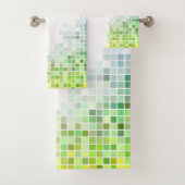 Moderne Green Tegel Pattern Bath Towel Set Bad Handdoek (Insitu)