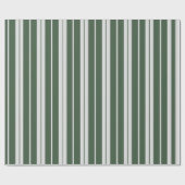 Moderne Green White Striped Kerstfeestdag Cadeaupapier (Vlak)