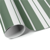 Moderne Green White Striped Kerstfeestdag Cadeaupapier (Rol Hoek)