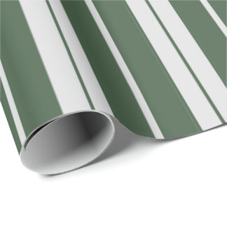 Moderne Green White Striped Kerstfeestdag Cadeaupapier