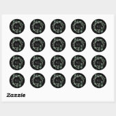 Moderne Greenery Black Monogram Wedding Sticker (Vel)