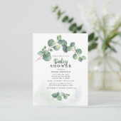 Moderne Greenery Eucalyptus Baby shower Briefkaart (Staand voorkant)