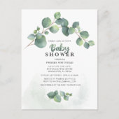 Moderne Greenery Eucalyptus Baby shower Briefkaart (Voorkant)