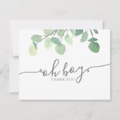 Moderne Greenery Eucalyptus Baby shower Hartelijk Bedankkaart (Voorkant)