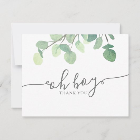Moderne Greenery Eucalyptus Baby shower Hartelijk Bedankkaart (Voorkant)