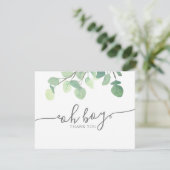 Moderne Greenery Eucalyptus Baby shower Hartelijk Bedankkaart (Staand voorkant)
