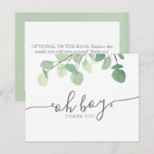 Moderne Greenery Eucalyptus Baby shower Hartelijk Bedankkaart (Voorkant / Achterkant)