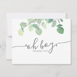 Moderne Greenery Eucalyptus Baby shower Hartelijk Bedankkaart