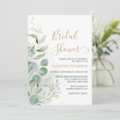 Moderne Greenery Eucalyptus Gold Vrijgezellenfeest Kaart (Staand voorkant)