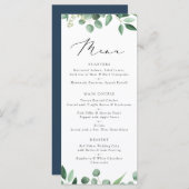 Moderne Greenery Eucalyptus Typography Leaf Weddin Menu (Voorkant / Achterkant)