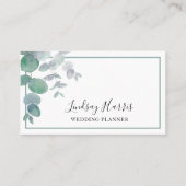Moderne Greenery Eucalyptus Wedding Planner Visitekaartje (Voorkant)
