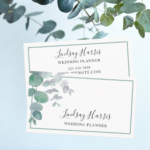 Moderne Greenery Eucalyptus Wedding Planner Visitekaartje