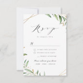 Moderne Greenery Geometric Rustic Wedding RSVP Kaa Kaartje (Voorkant)