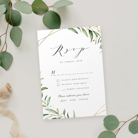 Moderne Greenery Geometric Rustic Wedding RSVP Kaa Kaartje