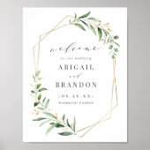 Moderne Greenery Gold Geometric Rustic Wedding Sig Poster (Voorkant)
