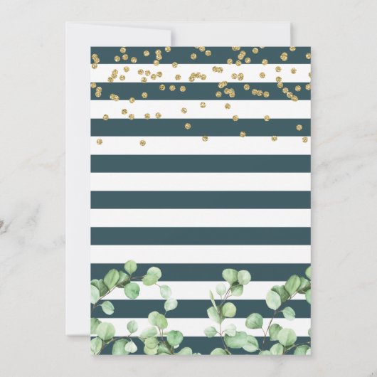 Moderne Greenery Gold Glitter Baptisme Invitation Kaart (Achterkant)