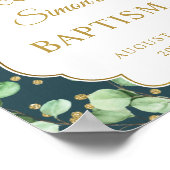 Moderne Greenery Gold Glitter Baptisme Welkom Poster (Hoek)