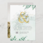 Moderne Greenery PHOTO Weddenschap QR CODE Kaart (Voorkant / Achterkant)
