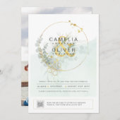 Moderne Greenery PHOTO Weddenschap QR CODE Kaart (Voorkant / Achterkant)