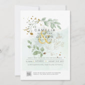 Moderne Greenery PHOTO Weddenschap QR CODE Kaart (Voorkant)