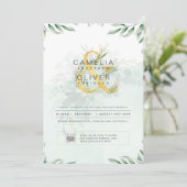 Moderne Greenery PHOTO Weddenschap QR CODE Kaart (Staand voorkant)