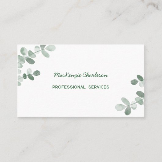 Moderne Greenery QR-code Visitekaartje (Voorkant)