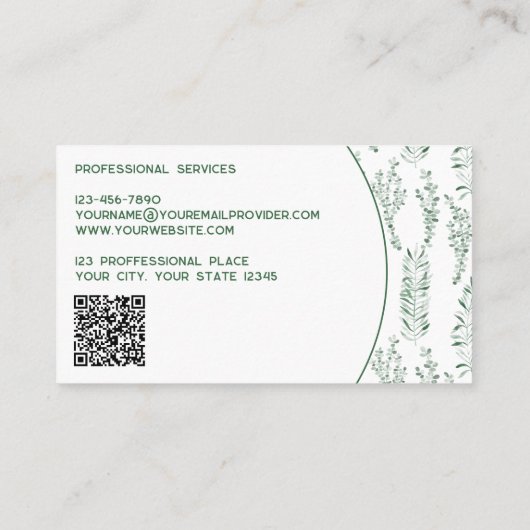 Moderne Greenery QR-code Visitekaartje (Achterkant)