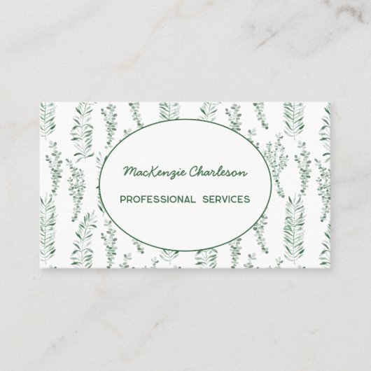 Moderne Greenery QR-code Visitekaartje (Voorkant)