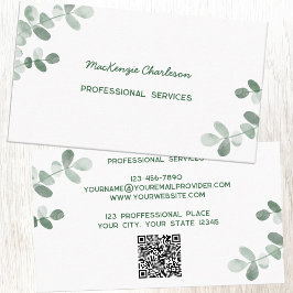 Moderne Greenery QR-code Visitekaartje